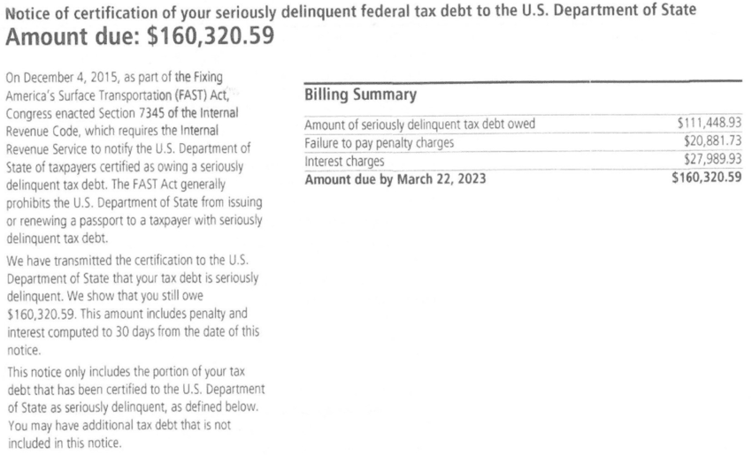 Sample IRS penalty notice for Tucson AZ 85705 taxpayers seeking abatement